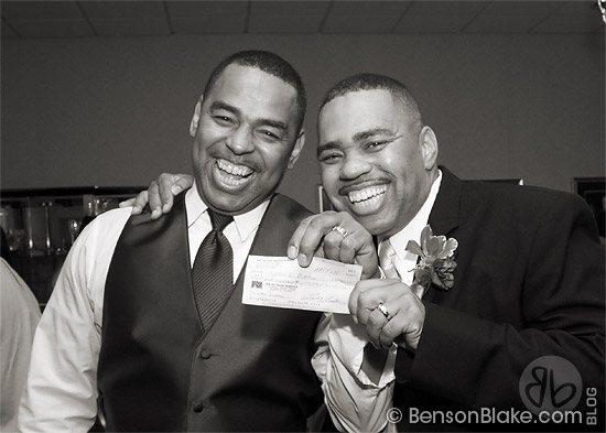 Best man (brother) and the Groom... There's a great story behind this check.