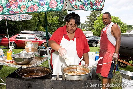 Frying fish... All the food was great!