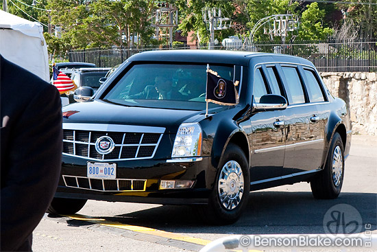 President Barack Obama arriving at Armstrong Stadium