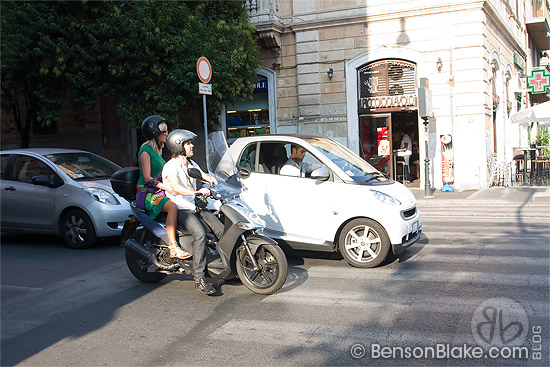 Rome, Italy - Bikes and small cars everywhere