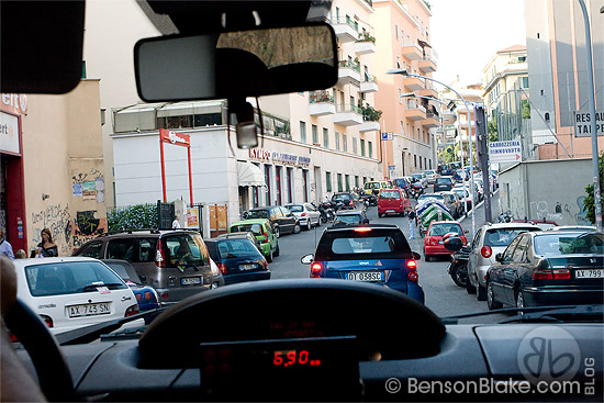 Rome, Italy - Street view from a taxi