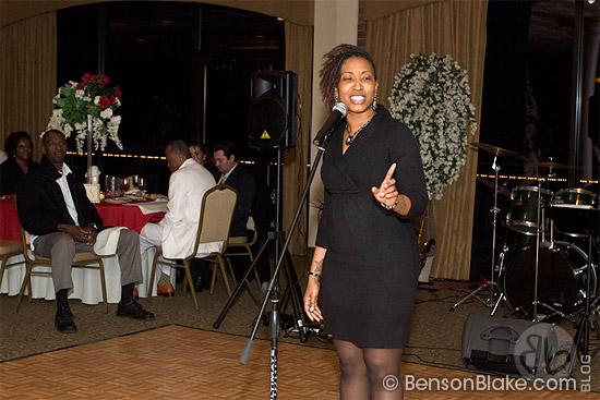 Poet "SheSeven" performing at A February Night to Remember