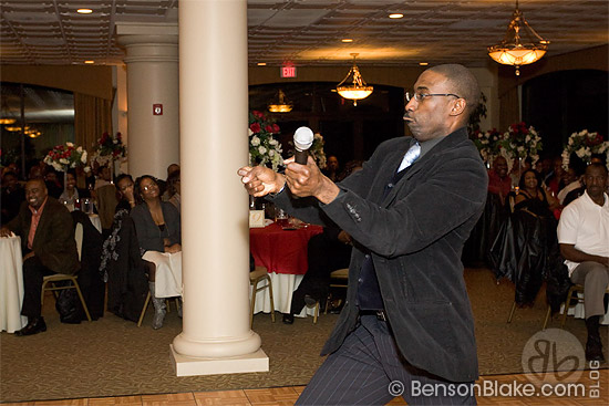Comedian Stacey Carver performing at A February Night to Remember