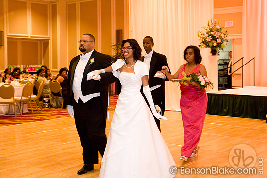 Debutante with her parents and escort