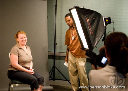 Student creating a studio portrait